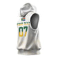 Custom South Africa Cricket Champion Sleeveless Hoodie Gold Proteas - All White - African Pride