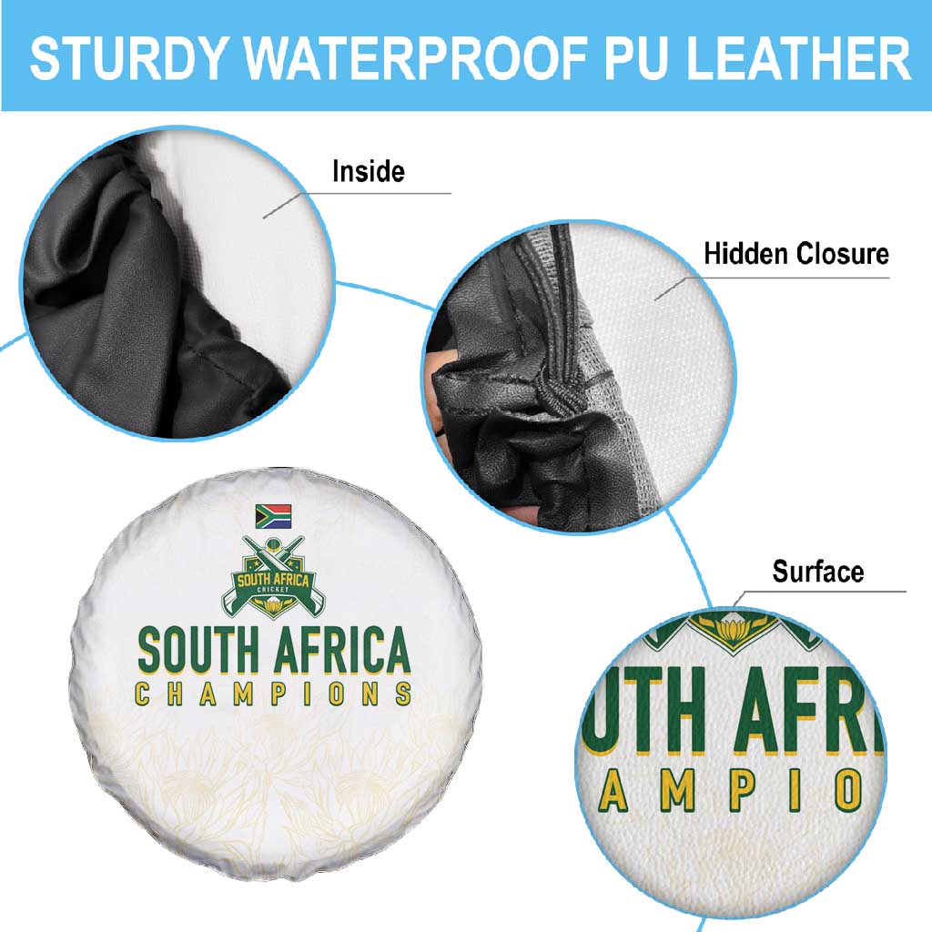 South Africa Cricket Champion Spare Tire Cover Gold Proteas - All White - African Pride