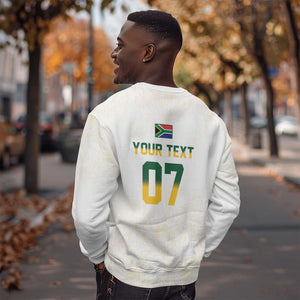 Custom South Africa Cricket Champion Sweatshirt Gold Proteas - All White - African Pride
