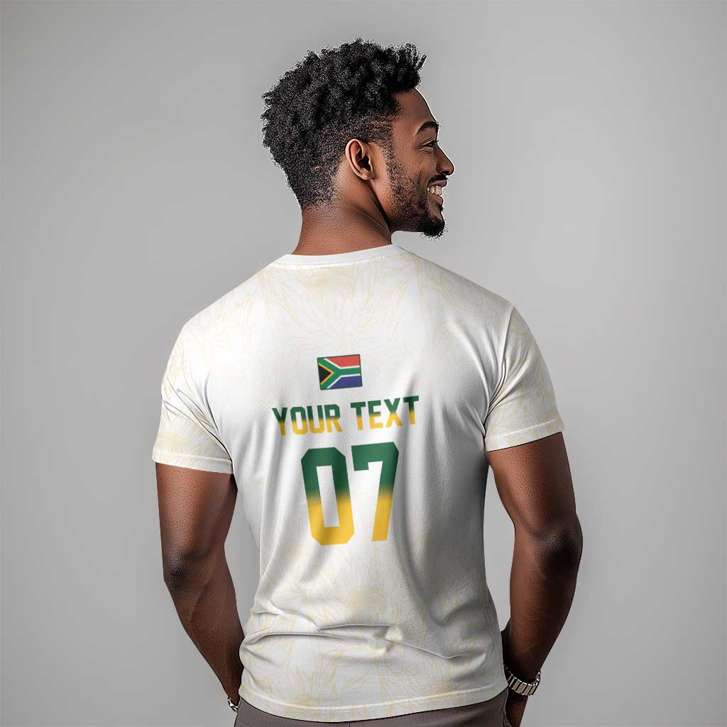 Custom South Africa Cricket Champion T shirt Gold Proteas - All White - African Pride