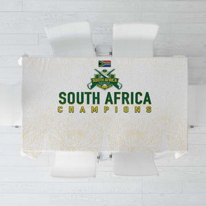 South Africa Cricket Champion Tablecloth Gold Proteas - All White - African Pride