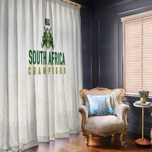 South Africa Cricket Champion Window Curtain Gold Proteas - All White - African Pride