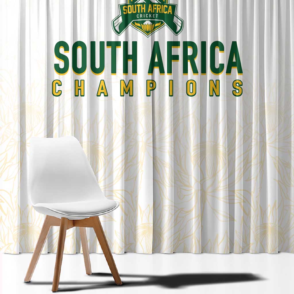 South Africa Cricket Champion Window Curtain Gold Proteas - All White - African Pride