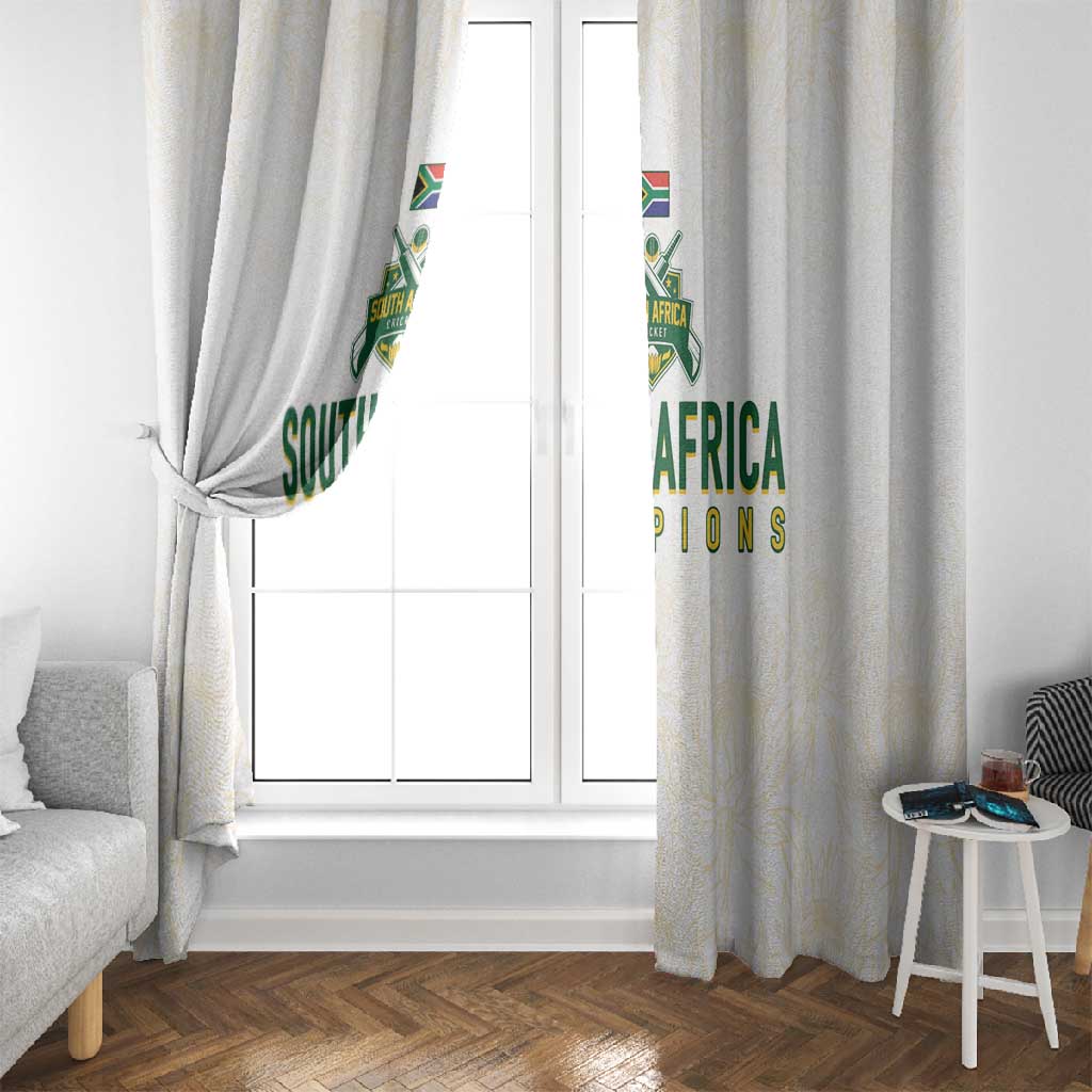 South Africa Cricket Champion Window Curtain Gold Proteas - All White - African Pride