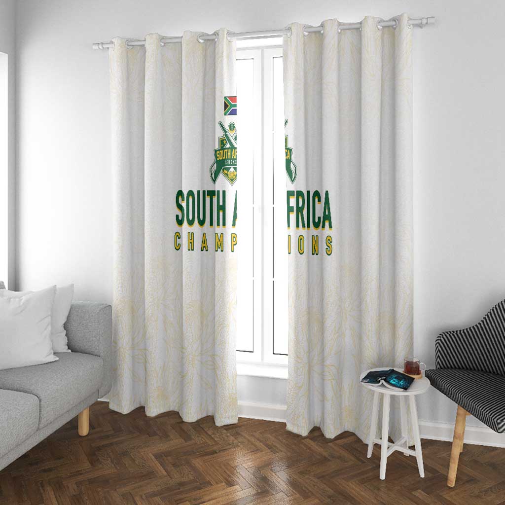 South Africa Cricket Champion Window Curtain Gold Proteas - All White - African Pride
