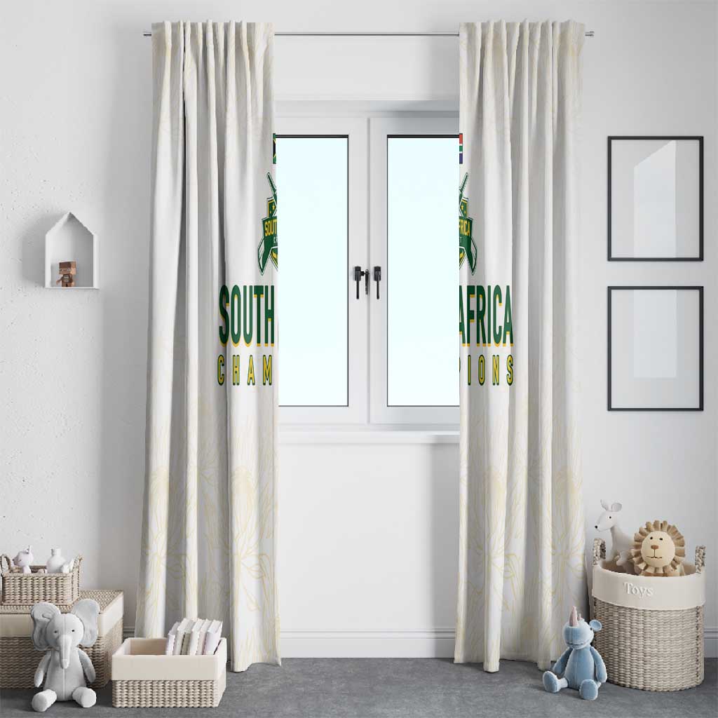 South Africa Cricket Champion Window Curtain Gold Proteas - All White - African Pride