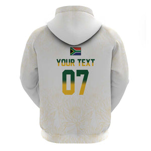 Custom South Africa Cricket Champion Zip Hoodie Gold Proteas - All White - African Pride
