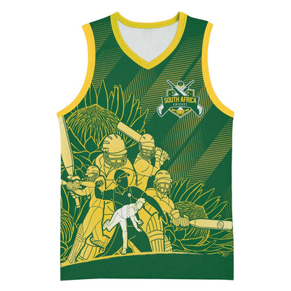 Custom South Africa Cricket Champion Basketball Jersey Proteas Rock The World - African Pride