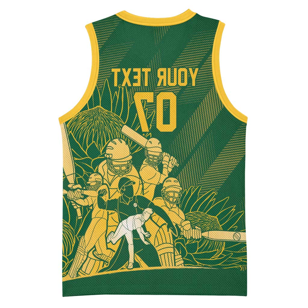 Custom South Africa Cricket Champion Basketball Jersey Proteas Rock The World - African Pride