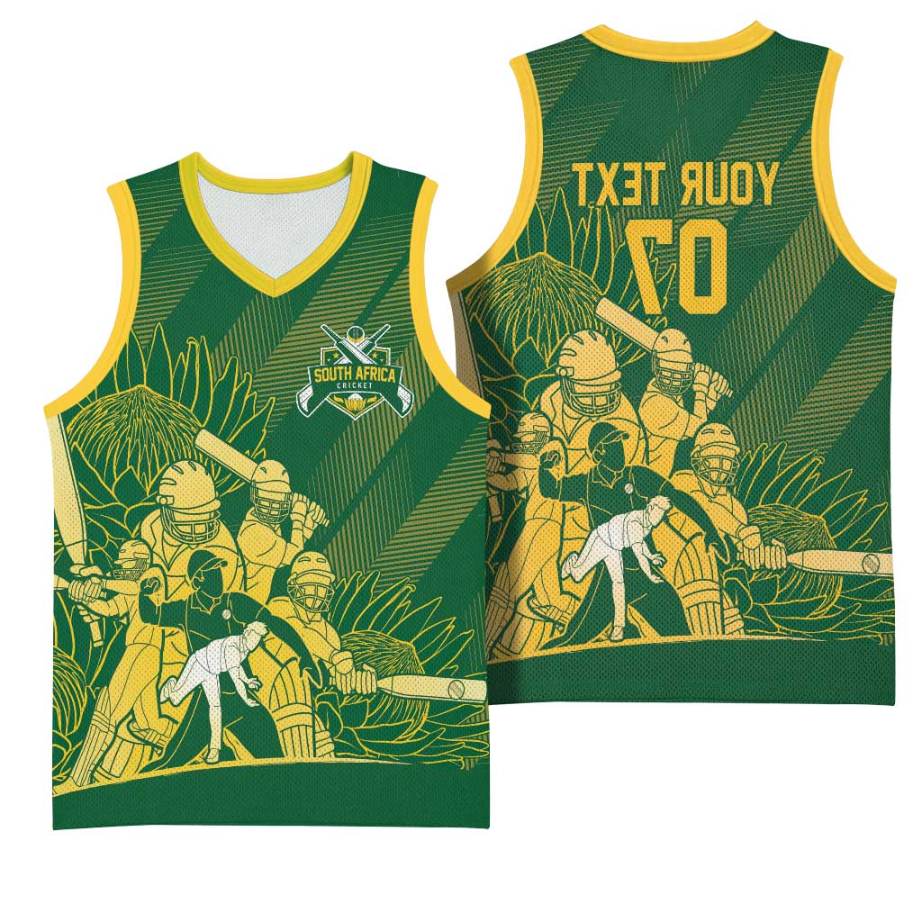 Custom South Africa Cricket Champion Basketball Jersey Proteas Rock The World - African Pride