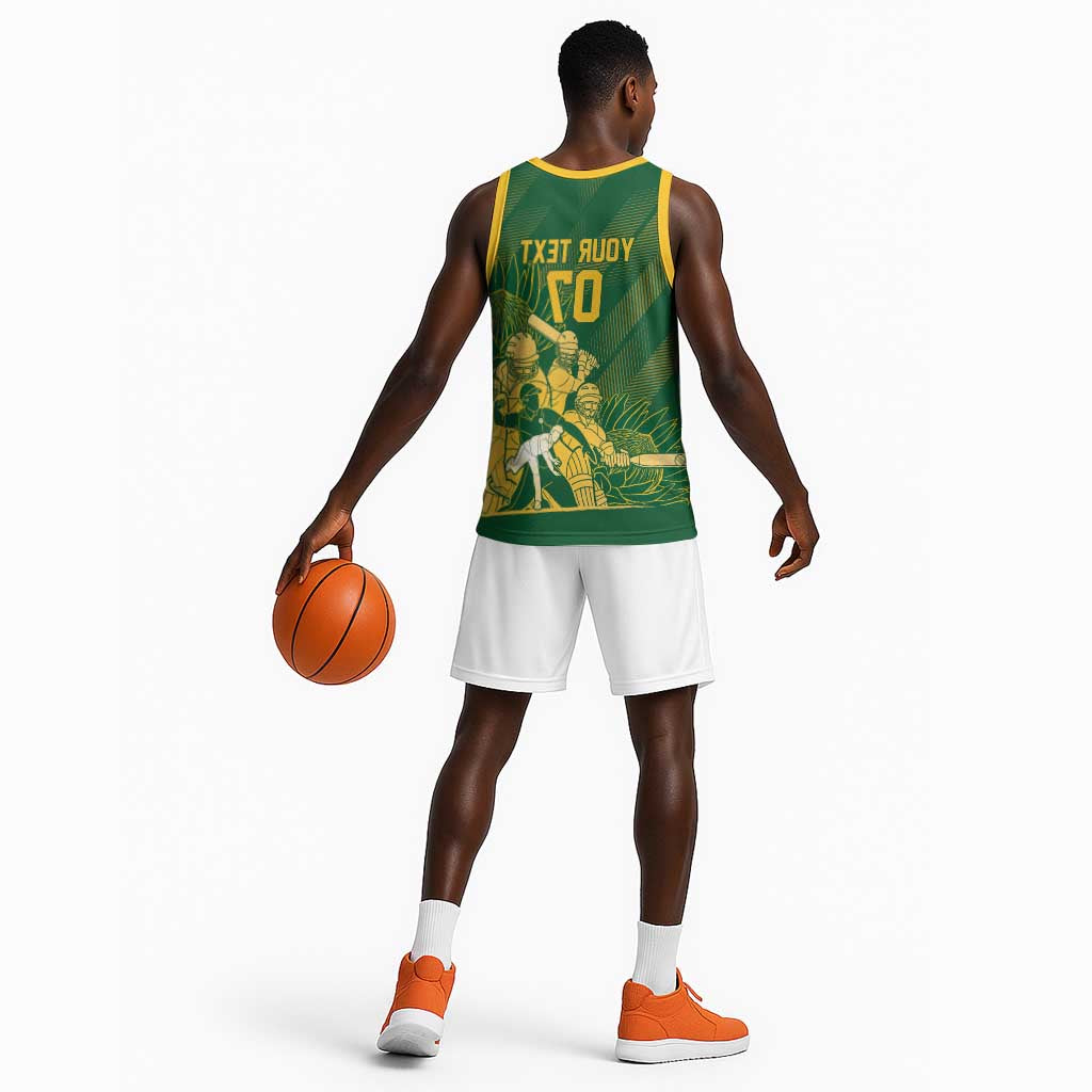 Custom South Africa Cricket Champion Basketball Jersey Proteas Rock The World - African Pride