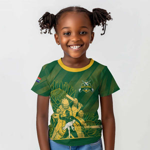Custom South Africa Cricket Champion Kid T shirt Proteas Rock The World - African Pride