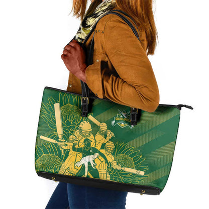 South Africa Cricket Champion Leather Tote Bag Proteas Rock The World - African Pride