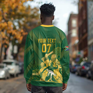 Custom South Africa Cricket Champion Long Sleeve Shirt Proteas Rock The World - African Pride