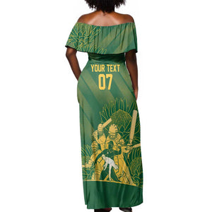 Custom South Africa Cricket Champion Off Shoulder Maxi Dress Proteas Rock The World - African Pride