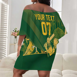 Custom South Africa Cricket Champion Off Shoulder Short Dress Proteas Rock The World - African Pride
