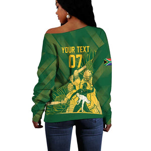 Custom South Africa Cricket Champion Off Shoulder Sweater Proteas Rock The World - African Pride