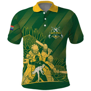 Custom South Africa Cricket Champion Polo Shirt Proteas Rock The World - African Pride