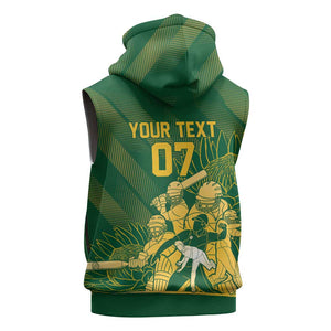 Custom South Africa Cricket Champion Sleeveless Hoodie Proteas Rock The World - African Pride