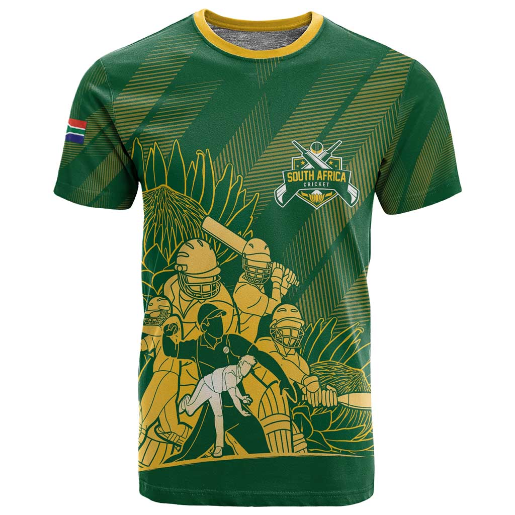 Custom South Africa Cricket Champion T shirt Proteas Rock The World - African Pride