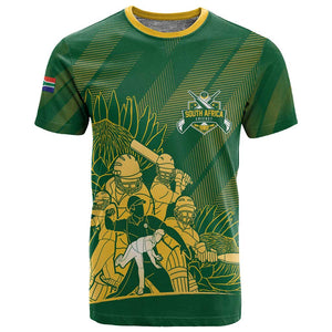 Custom South Africa Cricket Champion T shirt Proteas Rock The World - African Pride