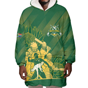 Custom South Africa Cricket Champion Wearable Blanket Hoodie Proteas Rock The World - African Pride