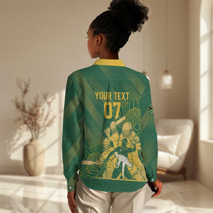 Custom South Africa Cricket Champion Women Casual Shirt Proteas Rock The World - African Pride