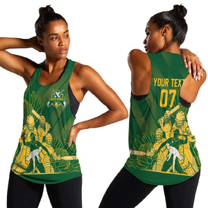 Custom South Africa Cricket Champion Women Racerback Tank Proteas Rock The World - African Pride