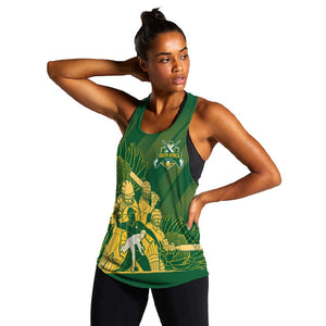 Custom South Africa Cricket Champion Women Racerback Tank Proteas Rock The World - African Pride