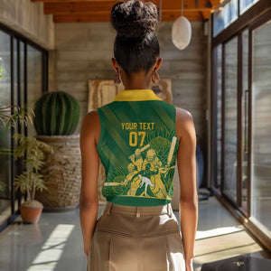 Custom South Africa Cricket Champion Women Sleeveless Polo Shirt Proteas Rock The World - African Pride
