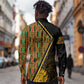 Personalised South African Heritage Day Long Sleeve Button Shirt Kente Ethnic Patterns Mix Protea