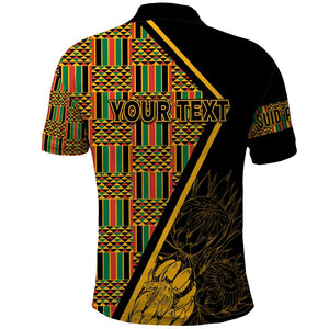 Personalised South African Heritage Day Polo Shirt Kente Ethnic Patterns Mix Protea