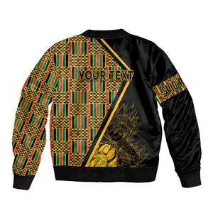 Personalised South African Heritage Day Sleeve Zip Bomber Jacket Kente Ethnic Patterns Mix Protea