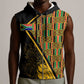 Personalised South African Heritage Day Sleeveless Zip Hoodie Kente Ethnic Patterns Mix Protea - African Pride