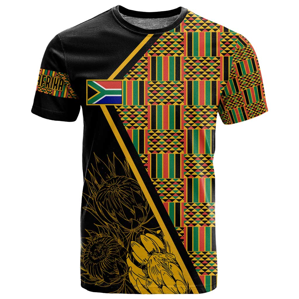Personalised South African Heritage Day T shirt Kente Ethnic Patterns Mix Protea