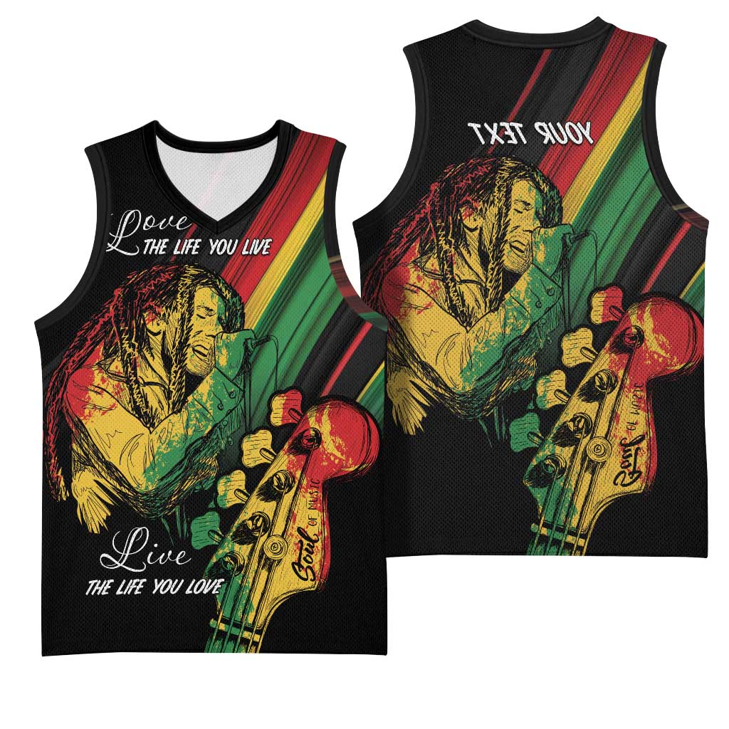 Personalised Afro Vibes Basketball Jersey Reggae King - Live The Way You Love - African Pride