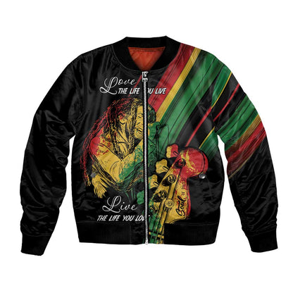 Personalised Afro Vibes Bomber Jacket Reggae King - Live The Way You Love