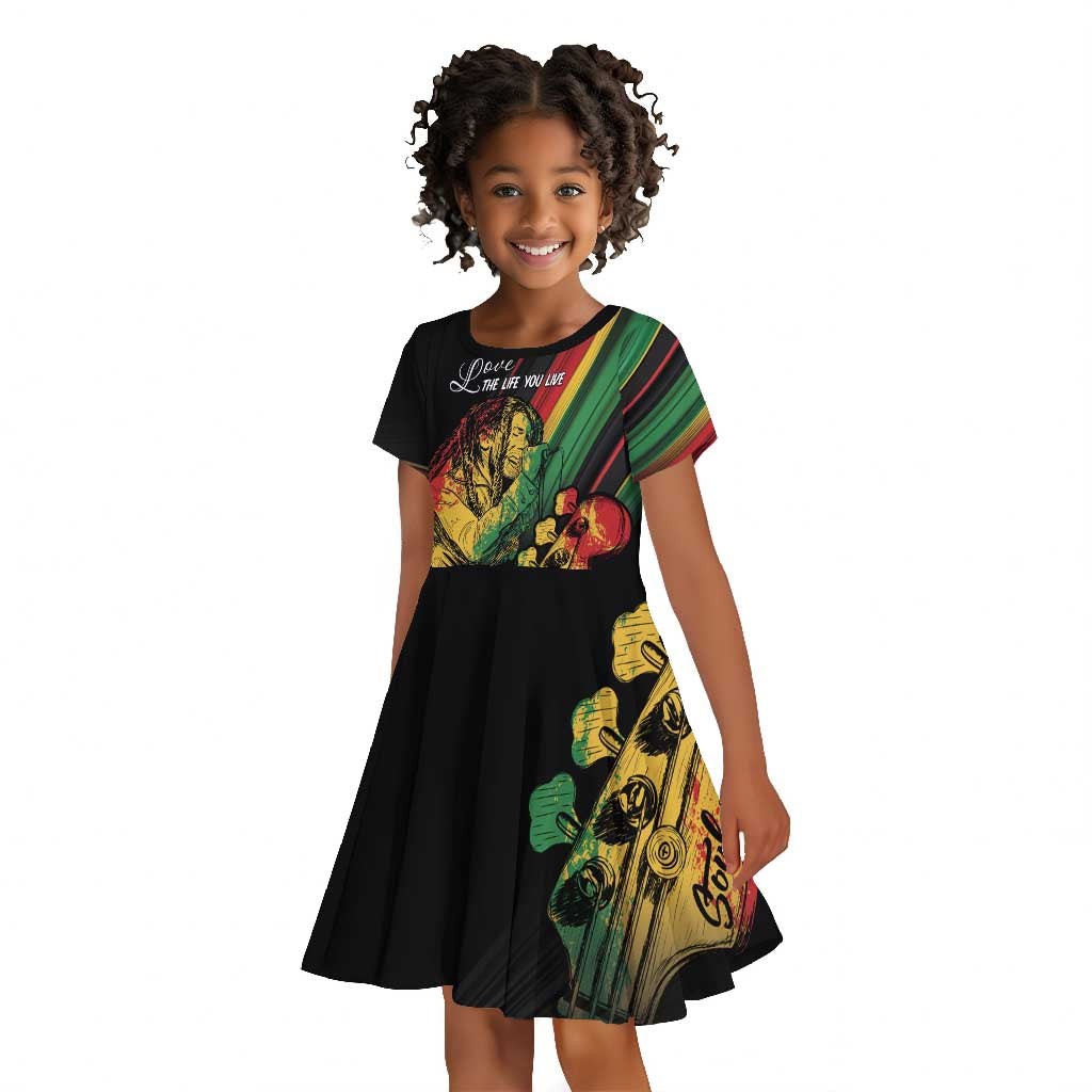 Personalised Afro Vibes Kid Short Sleeve Dress Reggae King - Live The Way You Love