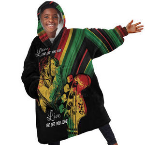 Personalised Afro Vibes Kid Wearable Blanket Hoodie Reggae King - Live The Way You Love
