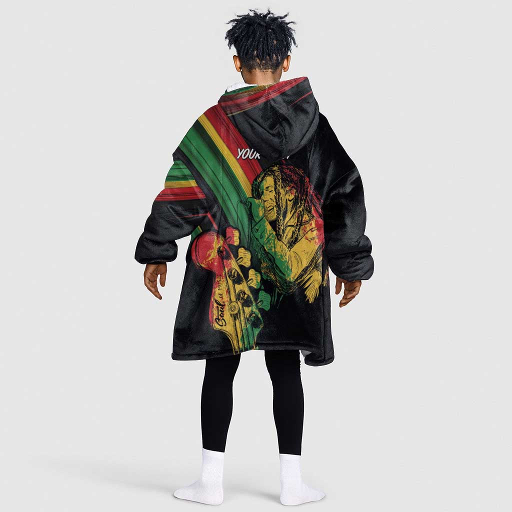Personalised Afro Vibes Kid Wearable Blanket Hoodie Reggae King - Live The Way You Love