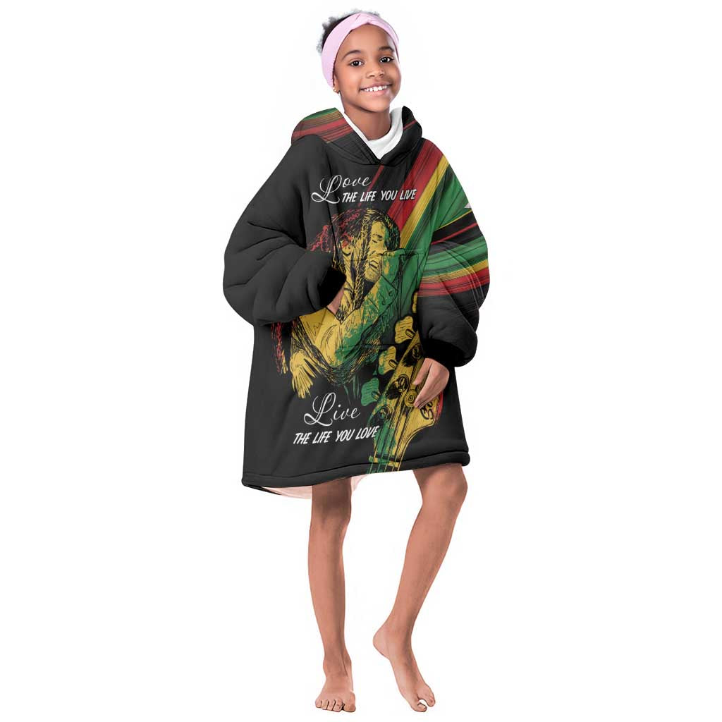 Personalised Afro Vibes Kid Wearable Blanket Hoodie Reggae King - Live The Way You Love