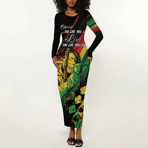 Personalised Afro Vibes Long Sleeve Bodycon Dress Reggae King - Live The Way You Love LT7