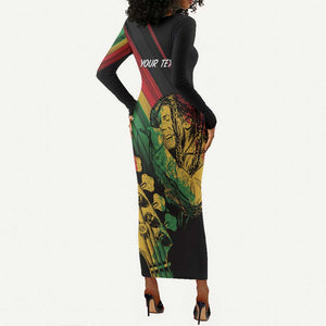 Personalised Afro Vibes Long Sleeve Bodycon Dress Reggae King - Live The Way You Love LT7