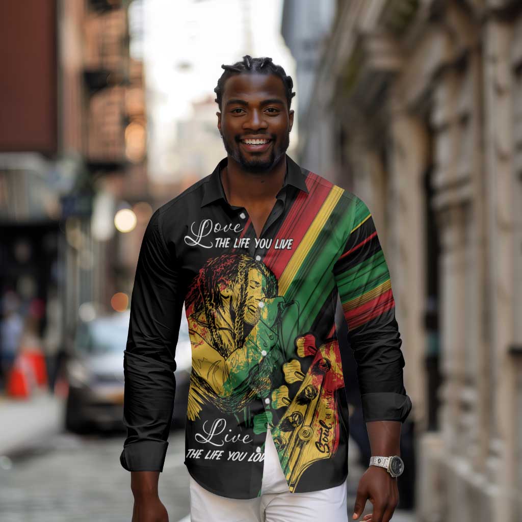 Personalised Afro Vibes Long Sleeve Button Shirt Reggae King - Live The Way You Love