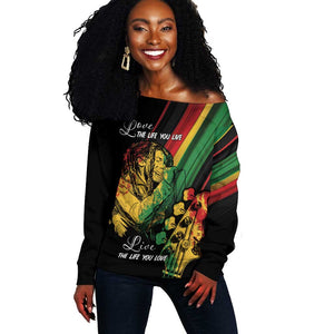 Personalised Afro Vibes Off Shoulder Sweater Reggae King - Live The Way You Love