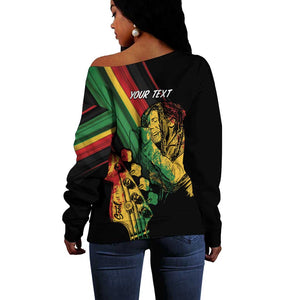 Personalised Afro Vibes Off Shoulder Sweater Reggae King - Live The Way You Love