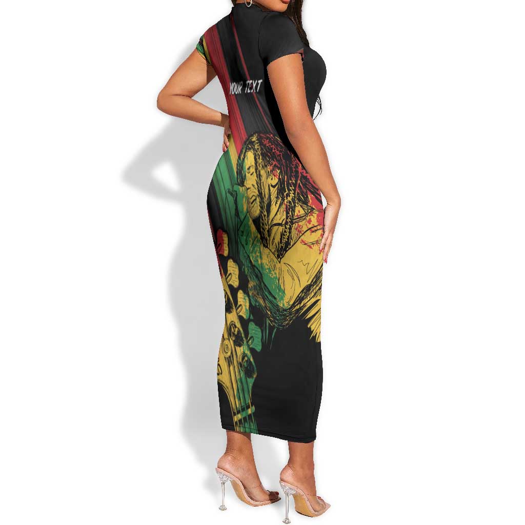 Personalised Afro Vibes Short Sleeve Bodycon Dress Reggae King - Live The Way You Love LT7