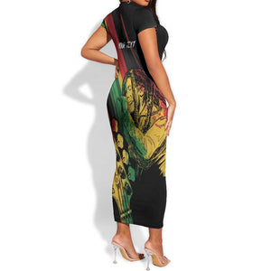 Personalised Afro Vibes Short Sleeve Bodycon Dress Reggae King - Live The Way You Love LT7