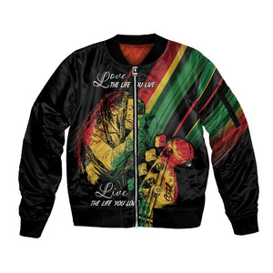Personalised Afro Vibes Sleeve Zip Bomber Jacket Reggae King - Live The Way You Love