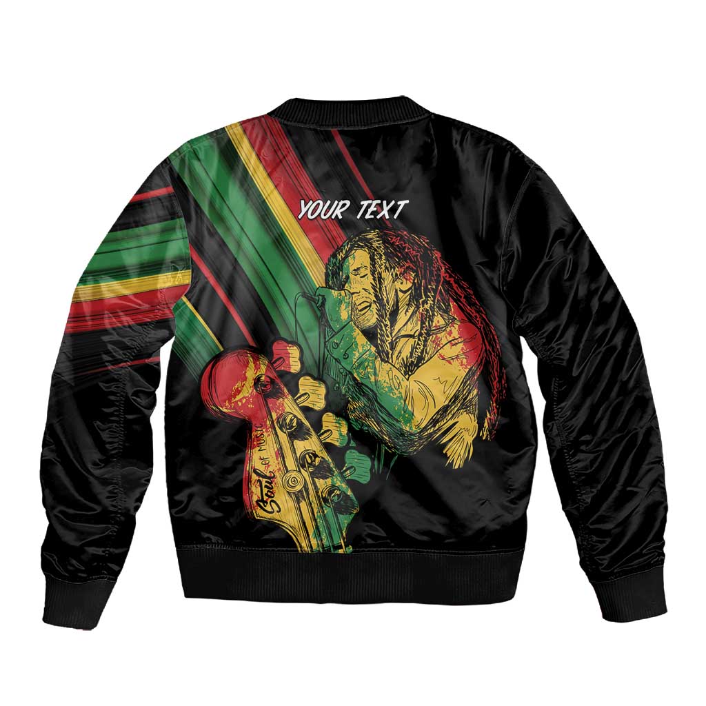 Personalised Afro Vibes Sleeve Zip Bomber Jacket Reggae King - Live The Way You Love